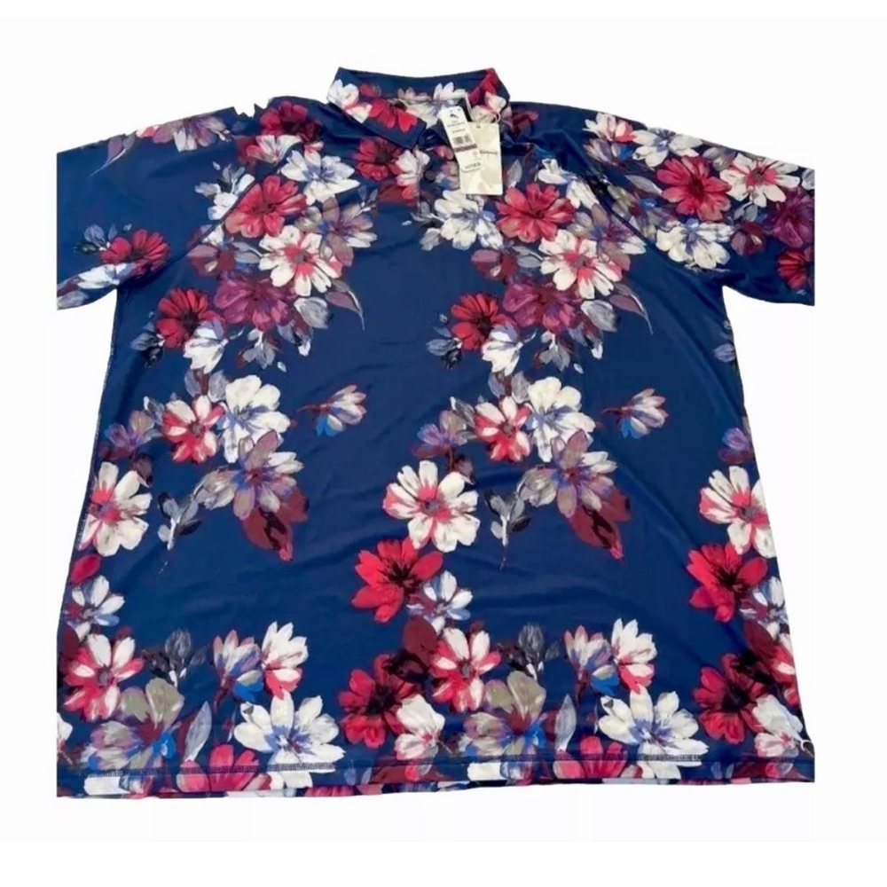1XL Tall Tommy Bahama Island Zone Polo Shirt Nightshade Botanic Kingdom Blue NWT